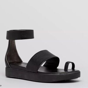 Via Spiga Coco Platform Black Leather Sandals